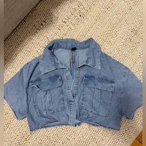 SHEIN Blue Denim Crop Top